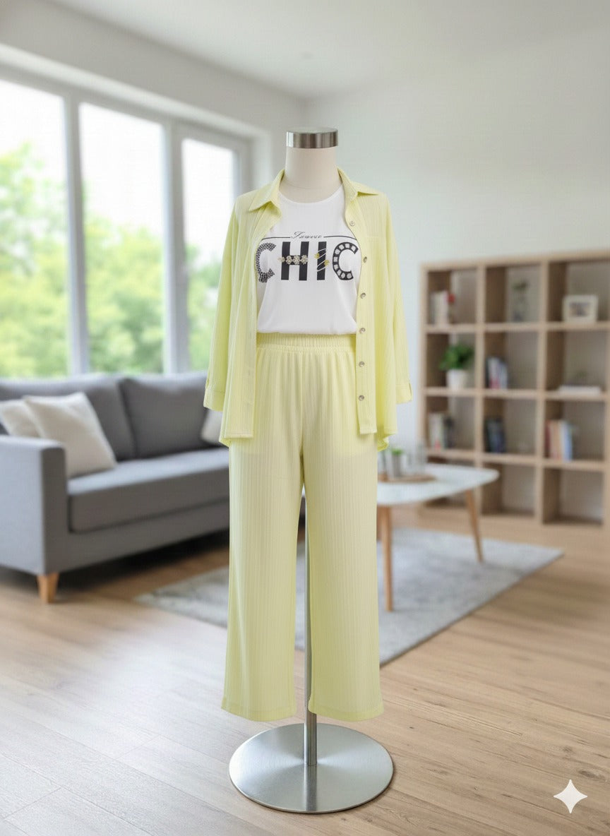 Pastel Yellow 3-Piece Casual Co-Ord Set