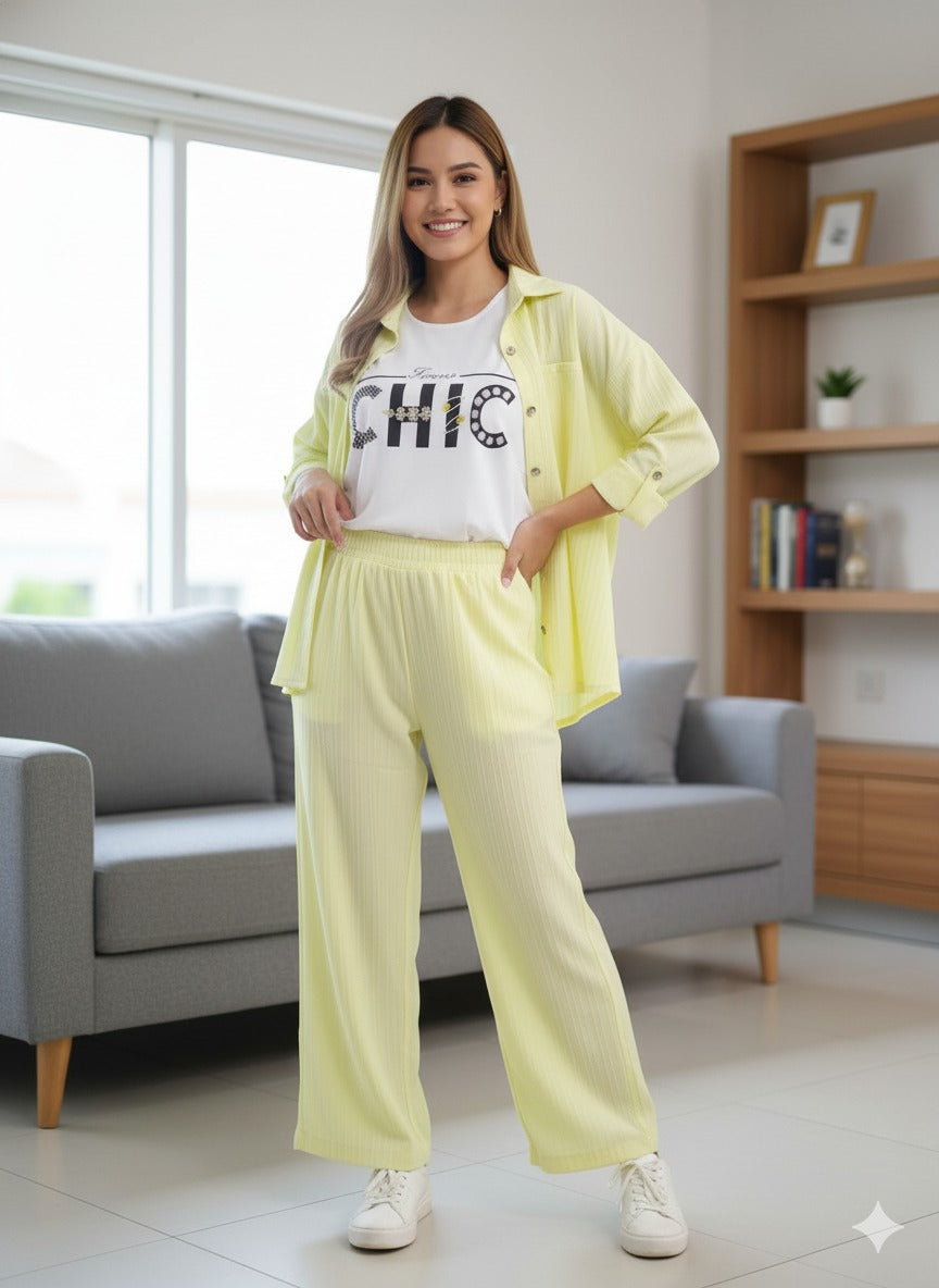 Pastel Yellow 3-Piece Casual Co-Ord Set