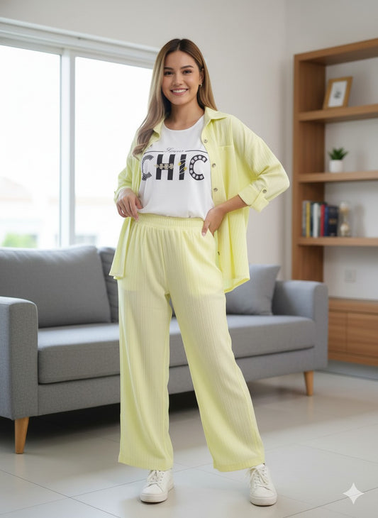 Pastel Yellow 3-Piece Casual Co-Ord Set