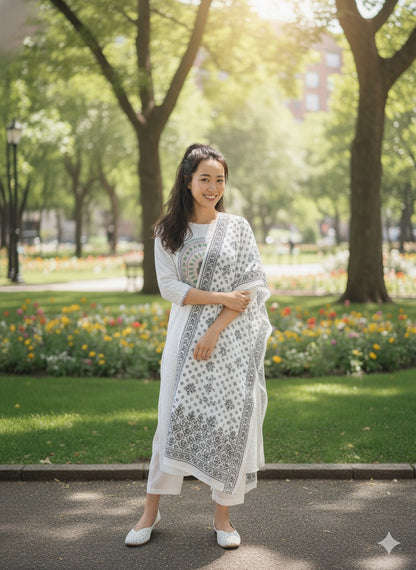White Printed 3-Piece Summer Outfit